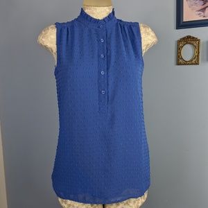 J Crew Periwinkle polka dot button down tank shirt
